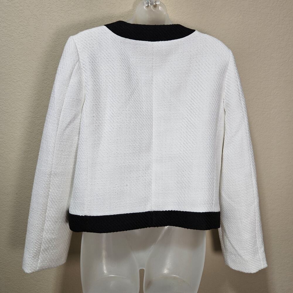 J.Crew Tweed Lady Jacket Womens 12 Black White Preppy Blazer Gold Crested Button - Picture 9 of 16
